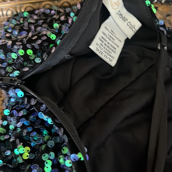 EUC Pear Culture green & blue sequin spaghetti strap side slit prom dress 11/12 - Picture 7 of 7